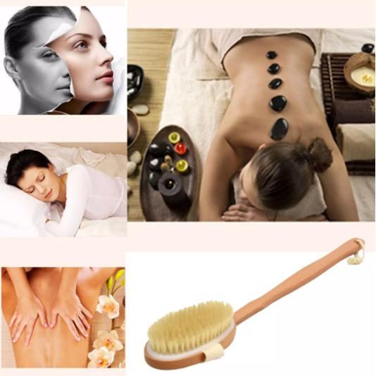 Cây cọ lưng Tre Chải Khô và Ướt (Tẩy tế bào chết - Gậy tắm chà lưng - Có thể tháo rời - Bàn Chải Khô Cán dài BILA1010