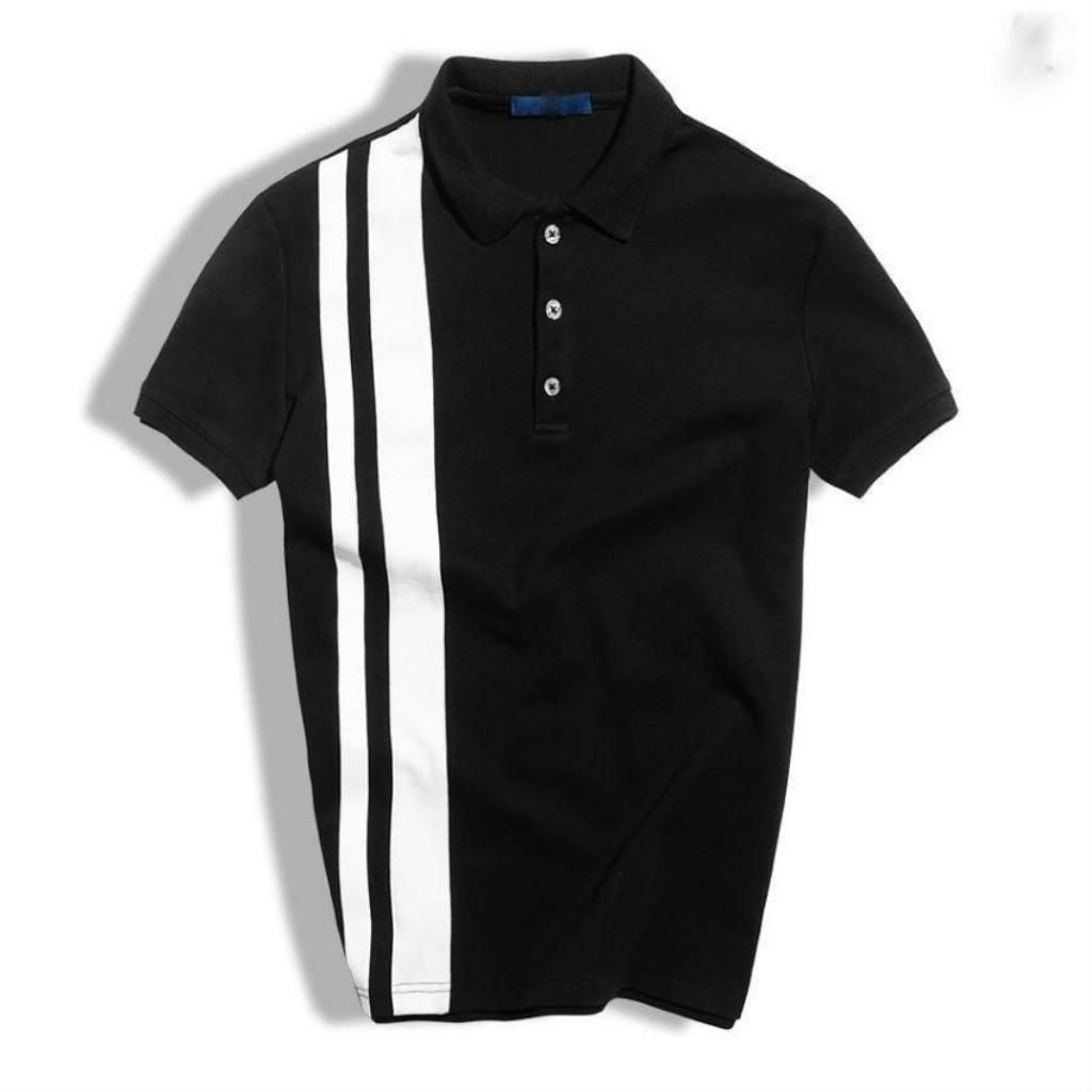 Áo Thun Nam Polo Phối Hai Sọc Thẳng Trắng Mẫu FD01 Thời Trang TOP FASHION SHOP Tạo Cảm Giác Thoải Mái Khi Mặc