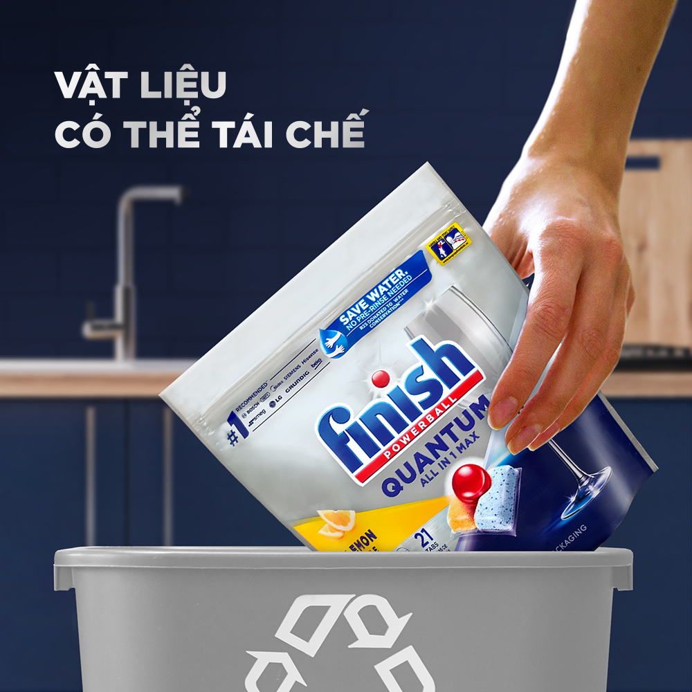 Viên rửa chén bát Finish Quantum túi 21 viên