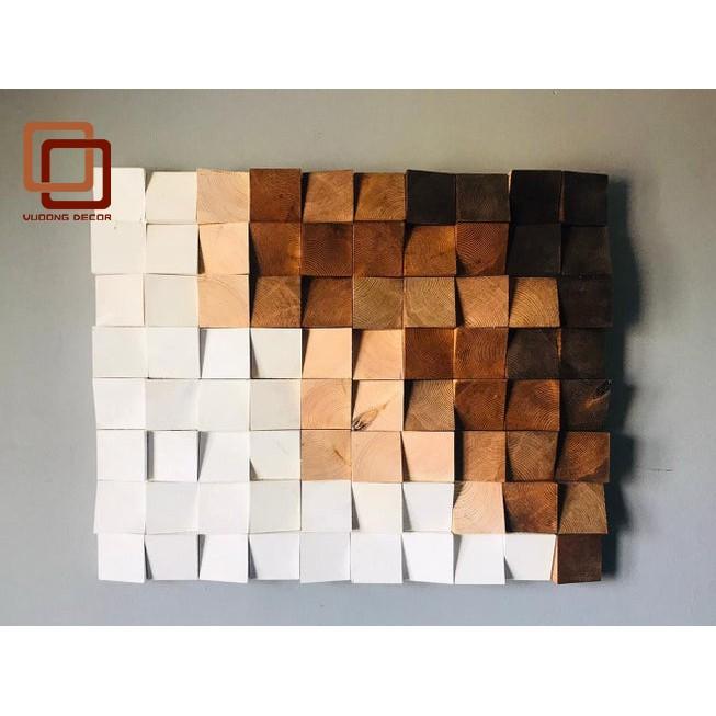 Tranh gỗ trang trí 3D tone NÂU - TRẮNG (Wood mosaic) - (KÍCH THƯỚC 30x40 và 40X60cm)