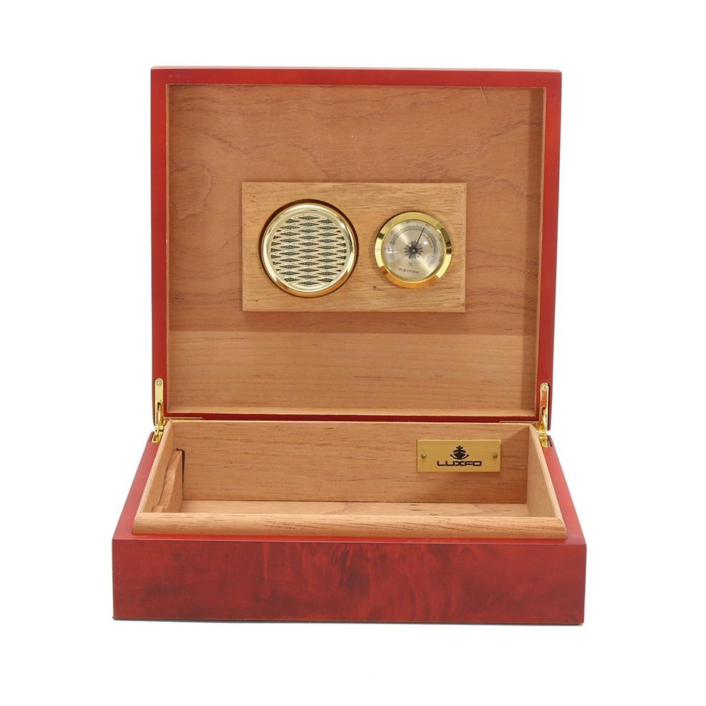 Hộp gỗ Cedar làm ẩm xì gà với máy đo độ ẩm hygrometer