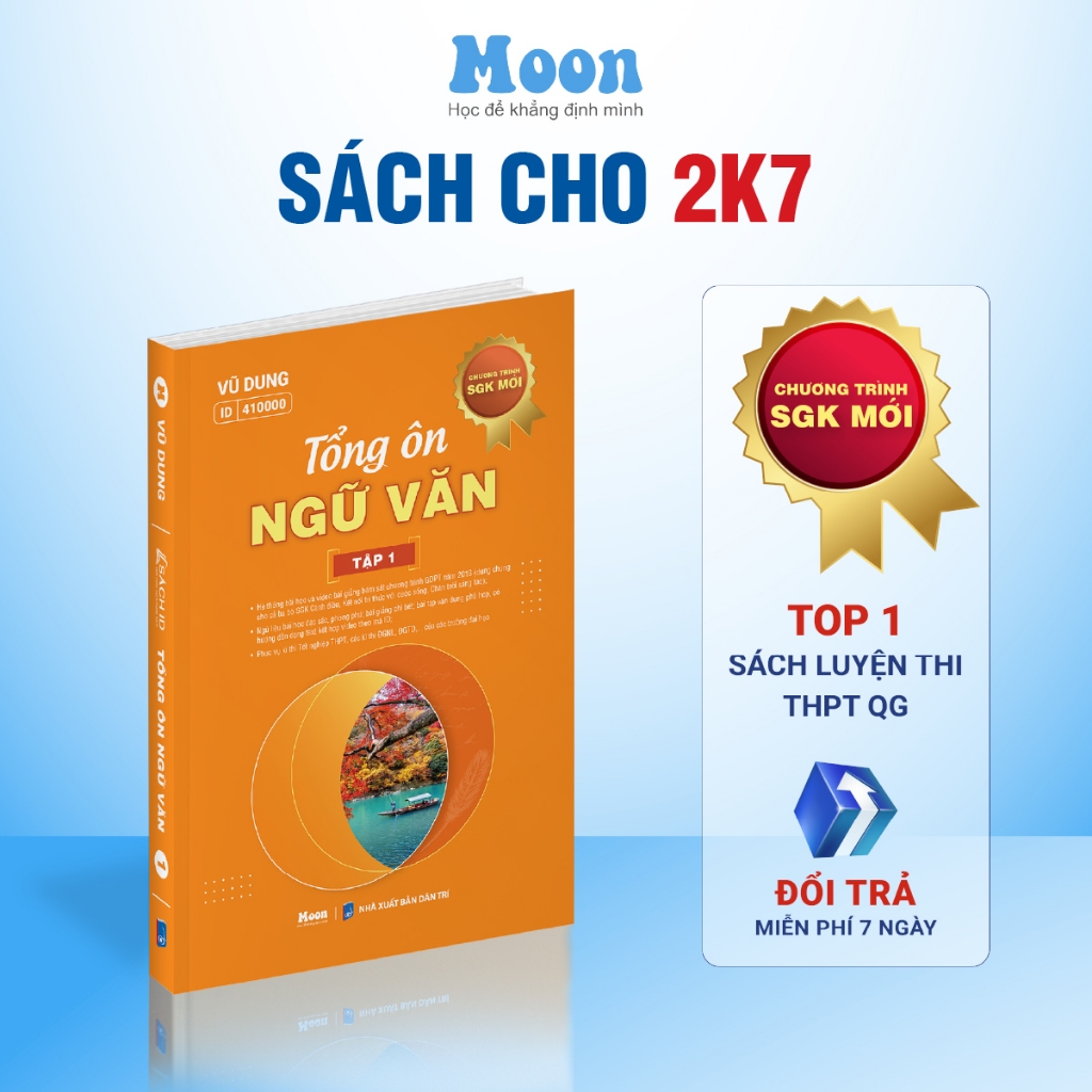 Sách ID Tổng ôn ngữ văn lớp 12 Moonbook, ôn thi thpt quốc gia 2024