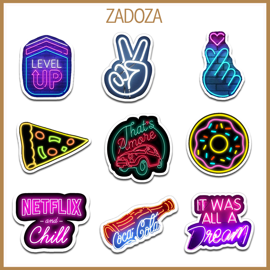 Sticker neon decal dán laptop , điện thoại hình dán trang trí