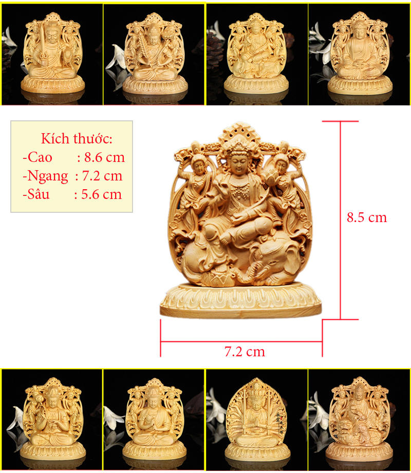 Tượng để xe ô tô phật Thiên Thủ Thiên Nhãn bằng gỗ Hoàng Dương V183 (Để xe ô tô)