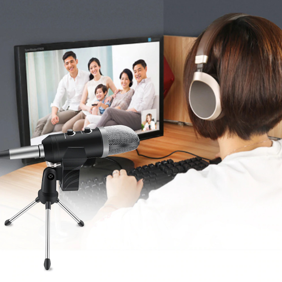 Micro USB Glosrik GL750 - Mic thu âm, livestream, chat voice, karaoke đa năng (Đi kèm chân đế, đầu bịt) - Hàng chính hãng