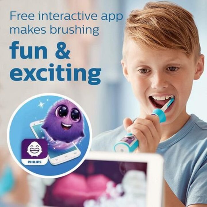 Bàn chải đánh răng điện trẻ em thương hiệu Philips HX6322/04 Sonicare For Kids - Kết nối ứng dụng thông minh - HÀNG NHẬP KHẨU