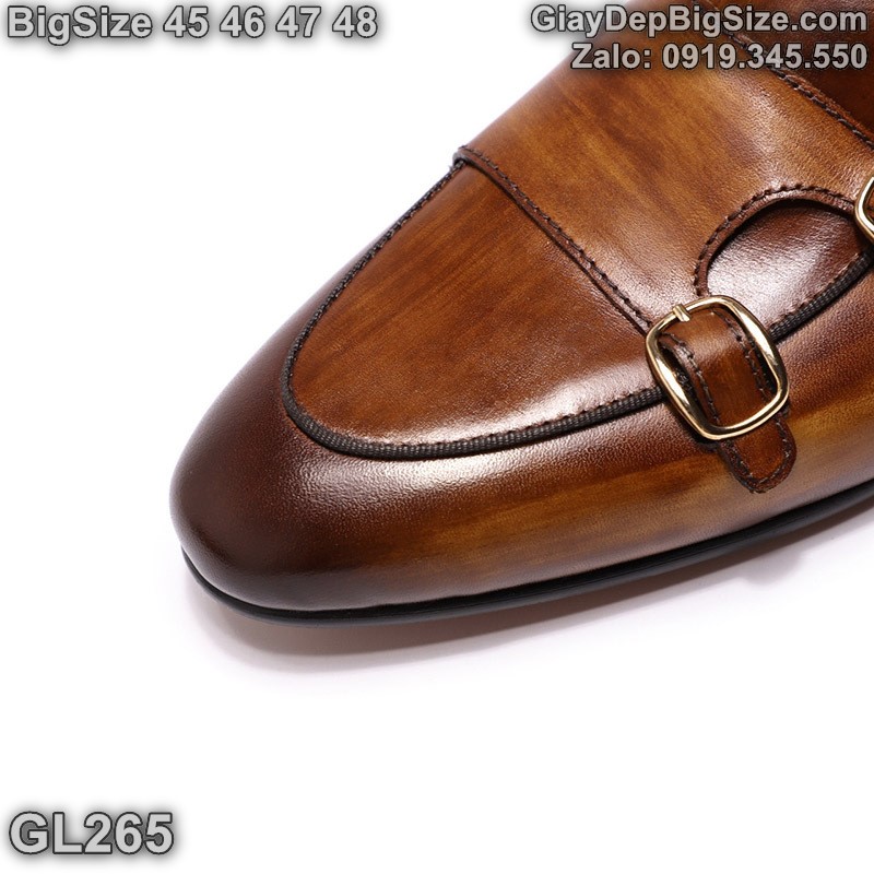 Giày tây lười Monk Strap, giày da công sở cỡ lớn 45 46 47 48 cho nam chân to. Big size handmade loafers for wide feet