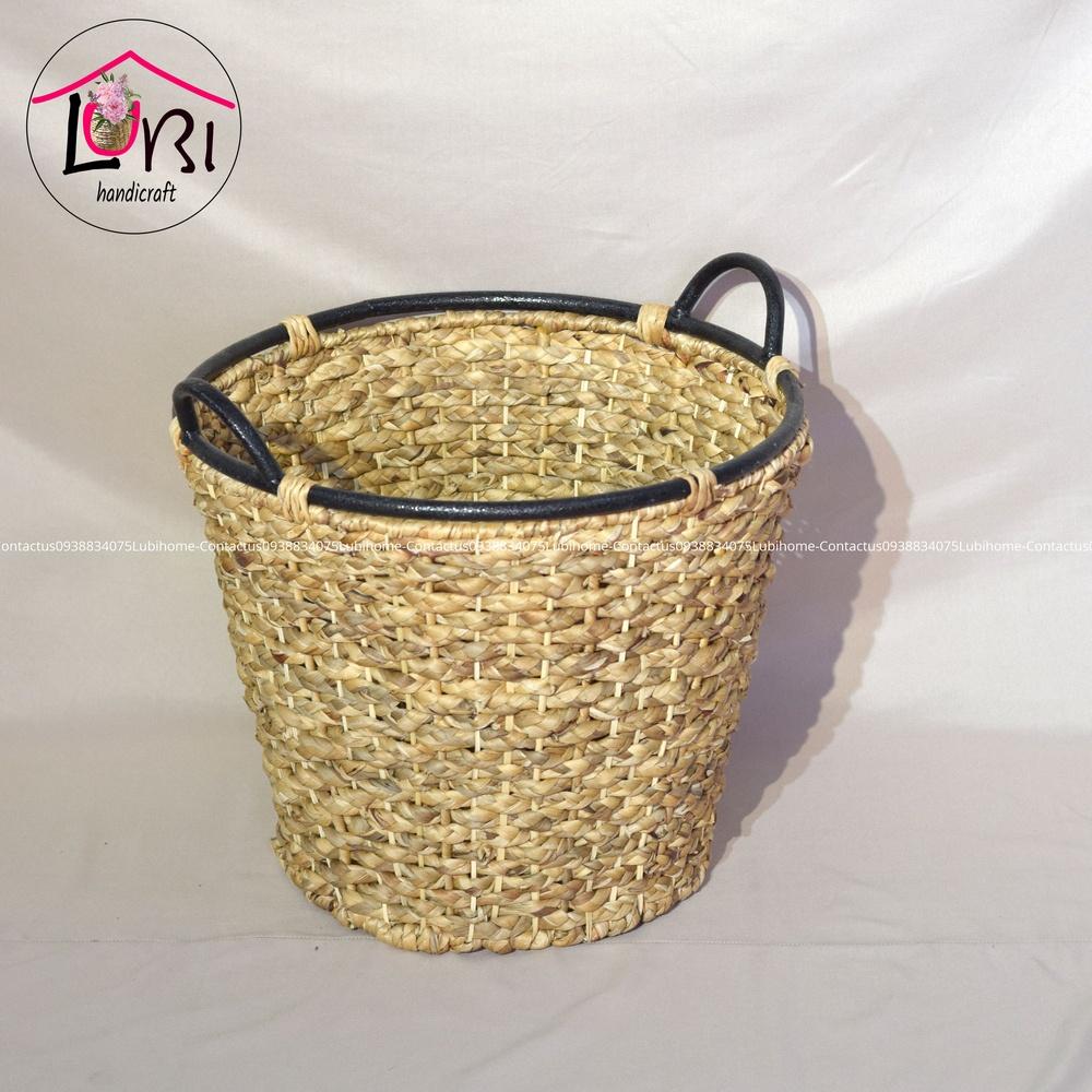 Sọt đựng đồ đan lục bình siêu bự miệng sắt giả cổ - sang trọng