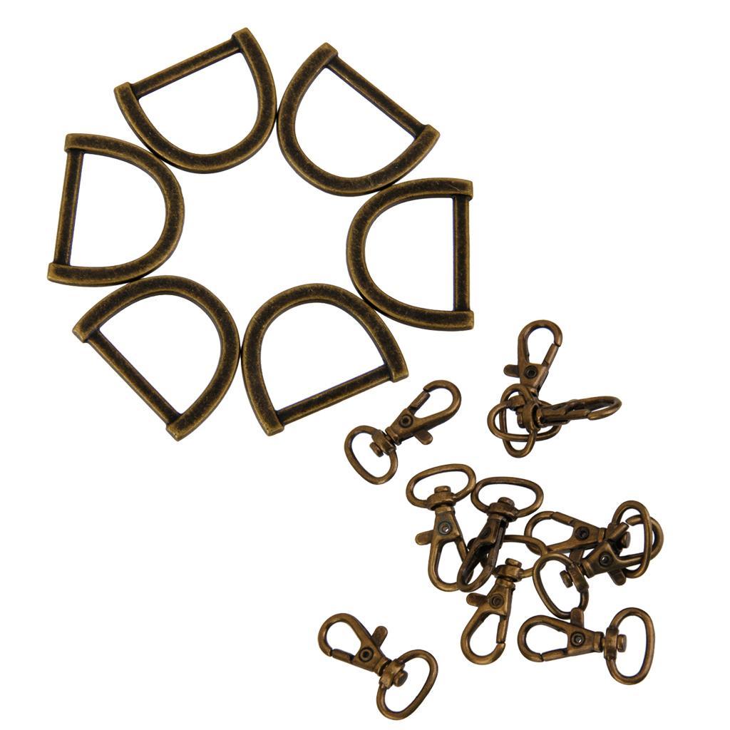 30Pcs Metal D-Ring Buckle Loop Ring & Lobster Swivel Snap Hooks For KeyChain