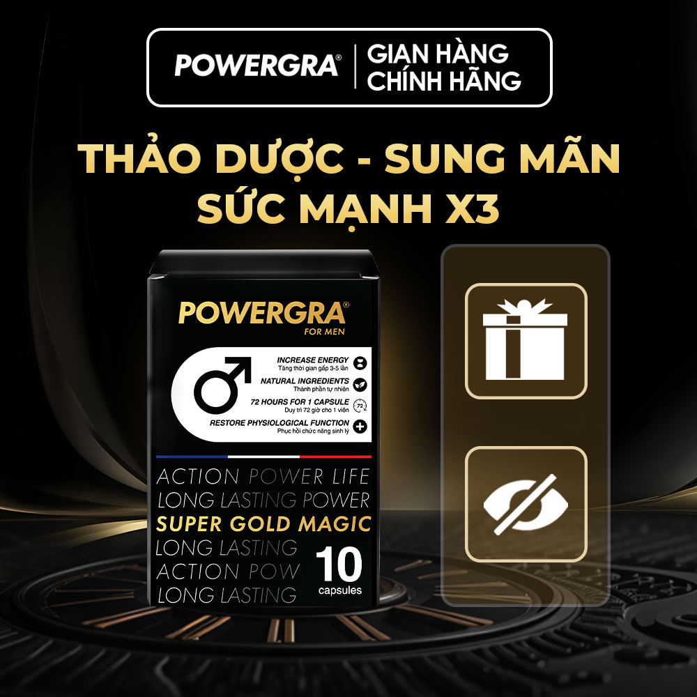 Viên uống hỗ trợ nam giới Powergra (Super Gold Magic) - Hộp 10 viên