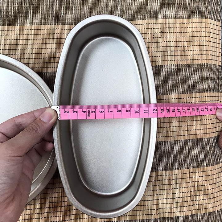 Khuôn Nhôm Hình Oval Chống Dính Cao Cấp Màu Vàng Đồng Cao Cấp 21x10x5 cm