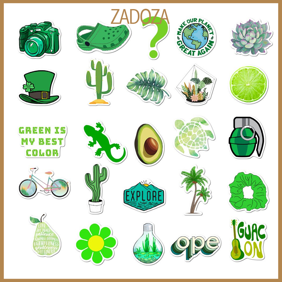 Sticker decal green tone xanh lá pastel dán laptop , điện thoại hình dán trang trí