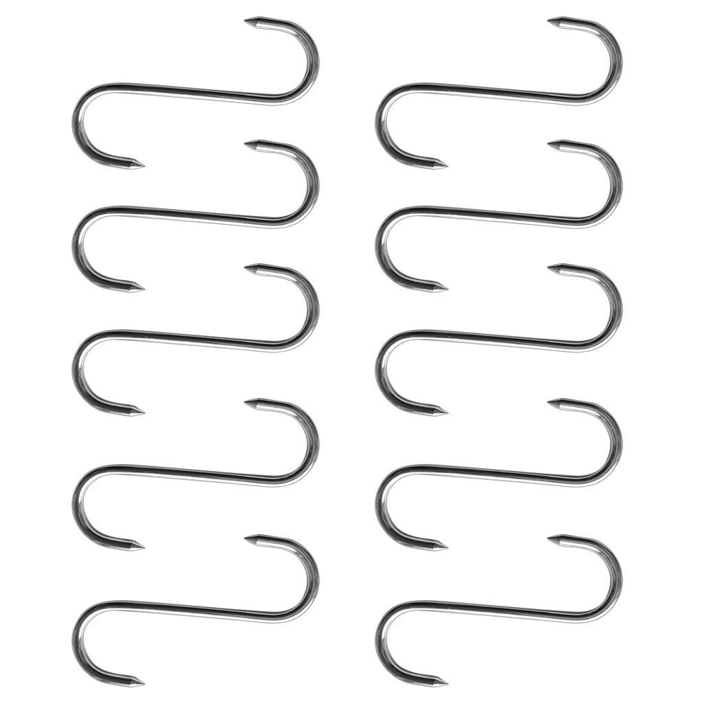10 Pcs S Shaped Stainless Steel Hooks Pan Pot Meat Hanger Organizer