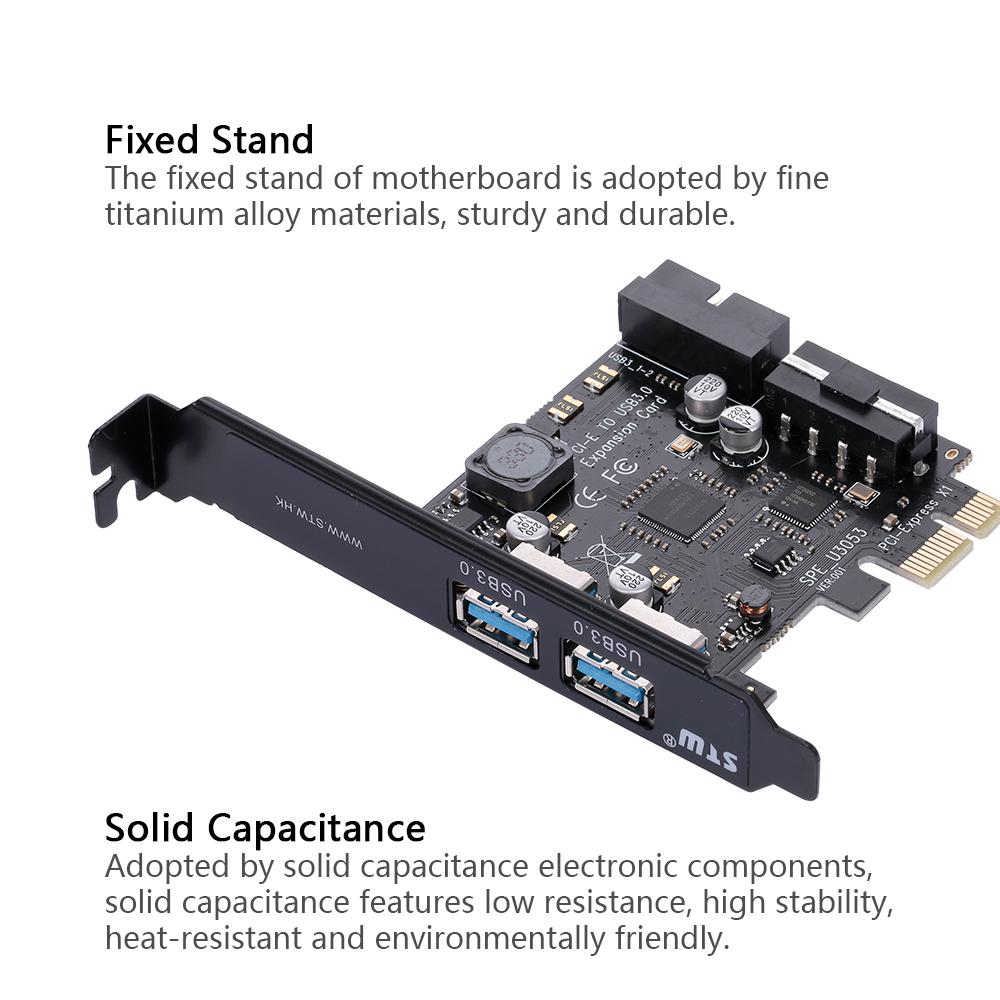 Thẻ nhớ 2 cổng PCI Express Mini PCI-E USB 3.0 Hub STW PCI-E sang USB 3.0 có bộ điều hợp với USB 3.0 19 chân bên trong