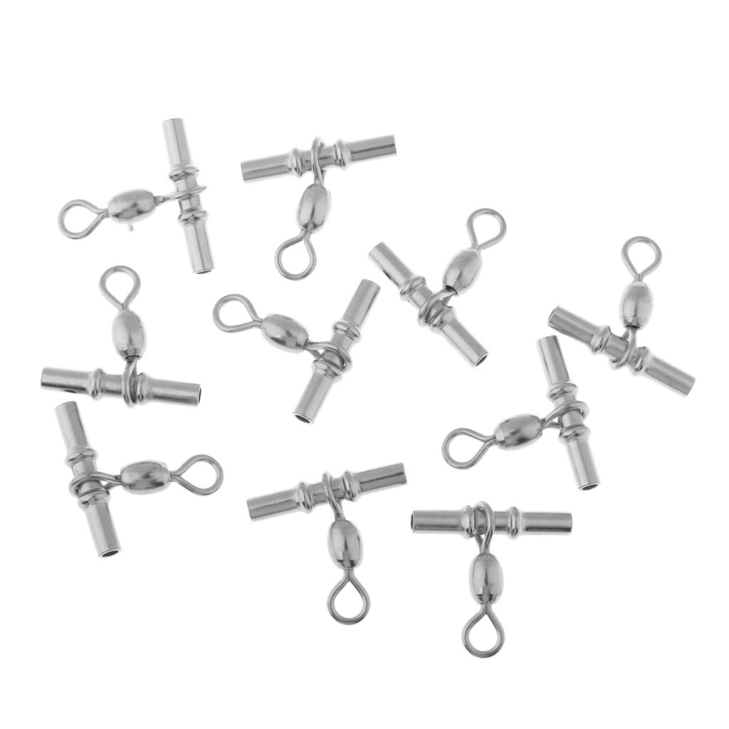 10pcs Fishing Crimp Swivel Cross-line Crane Swivel Tackle Connector
