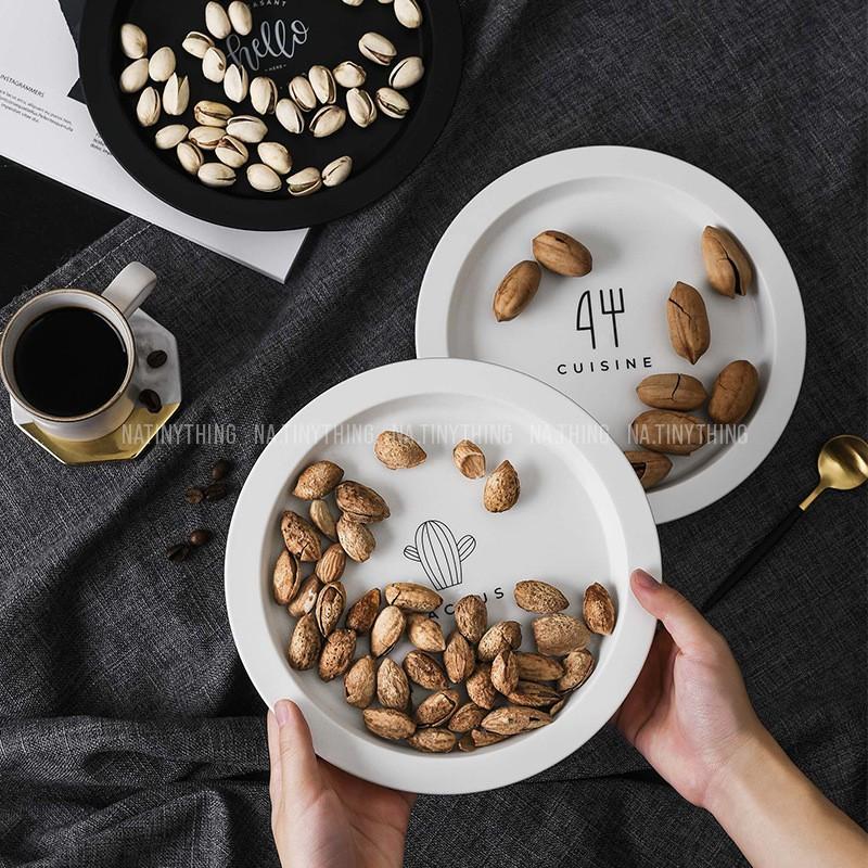 Khay đĩa tròn, dĩa ăn sáng, đạo cụ chụp ảnh nhựa cao cấp phong cách Hàn Quốc Vintage Decor
