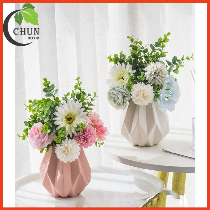 Hoa Giả, Bình Hoa Mix Tông Hồng, Xanh Cao 28cm Trang Trí Nhà Cửa, Cửa Hàng, Văn Phòng, Lớp Học
