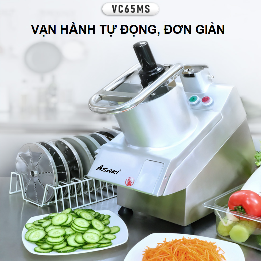 Máy thái rau củ quả công nghiệp chuyên nghiệp dùng cho nhà hàng, khách sạn thương hiệu Asaki VC65MS - Hàng nhập khẩu