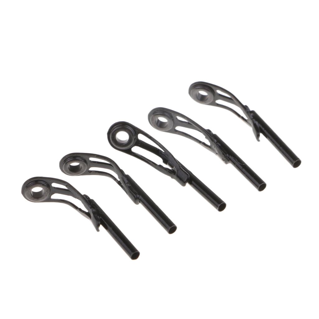 5pcs Fishing Rod Tips Tops Rings Stainless Steel Rod Guides Ceramic Eye Ring