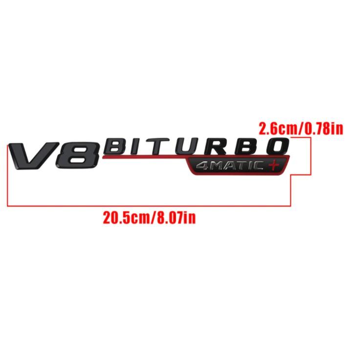 Bộ 2 Decal tem chữ V8 Biturbo-4Matic dán hông xe Mercedes