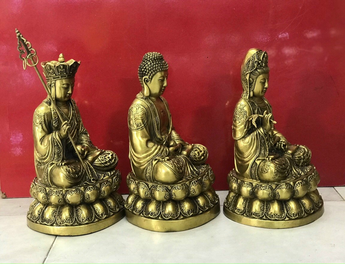 Bộ Tam Thánh màu gold - Vật phong thủy (kt 29x17cm)