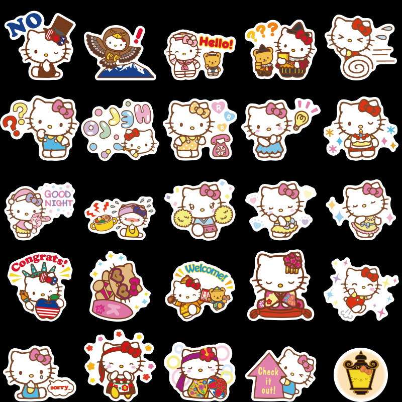 Sticker 50 miếng hình dán Hello Kitty