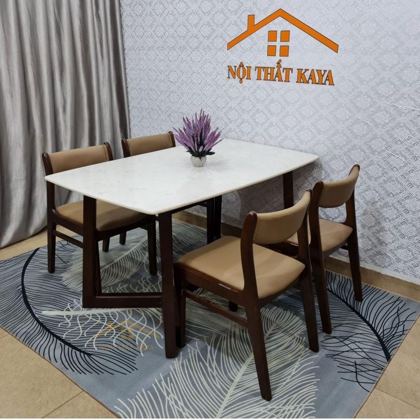 Bộ bàn mặt đá 4 ghế Benla chân M