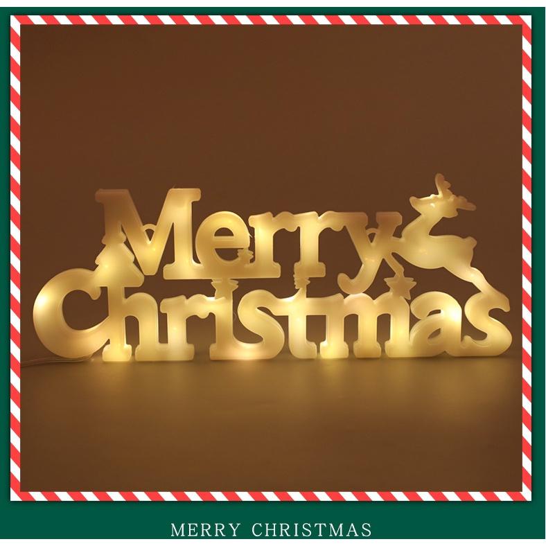 Đèn LED chữ MERRY CHRISTMAS trang trí NOEL, GIÁNG SINH dùng PIN tiện lợi