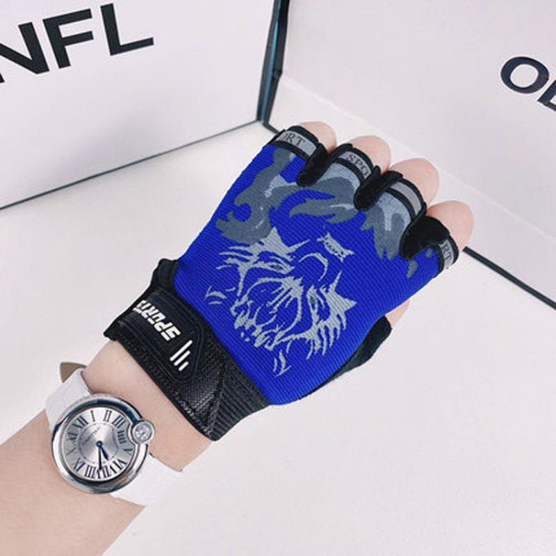 Trẻ em găng tay nửa ngón tay bé trai viết trẻ em đi xe đạp găng tay trượt băng thể thao ngoài trời Color: black Size: L