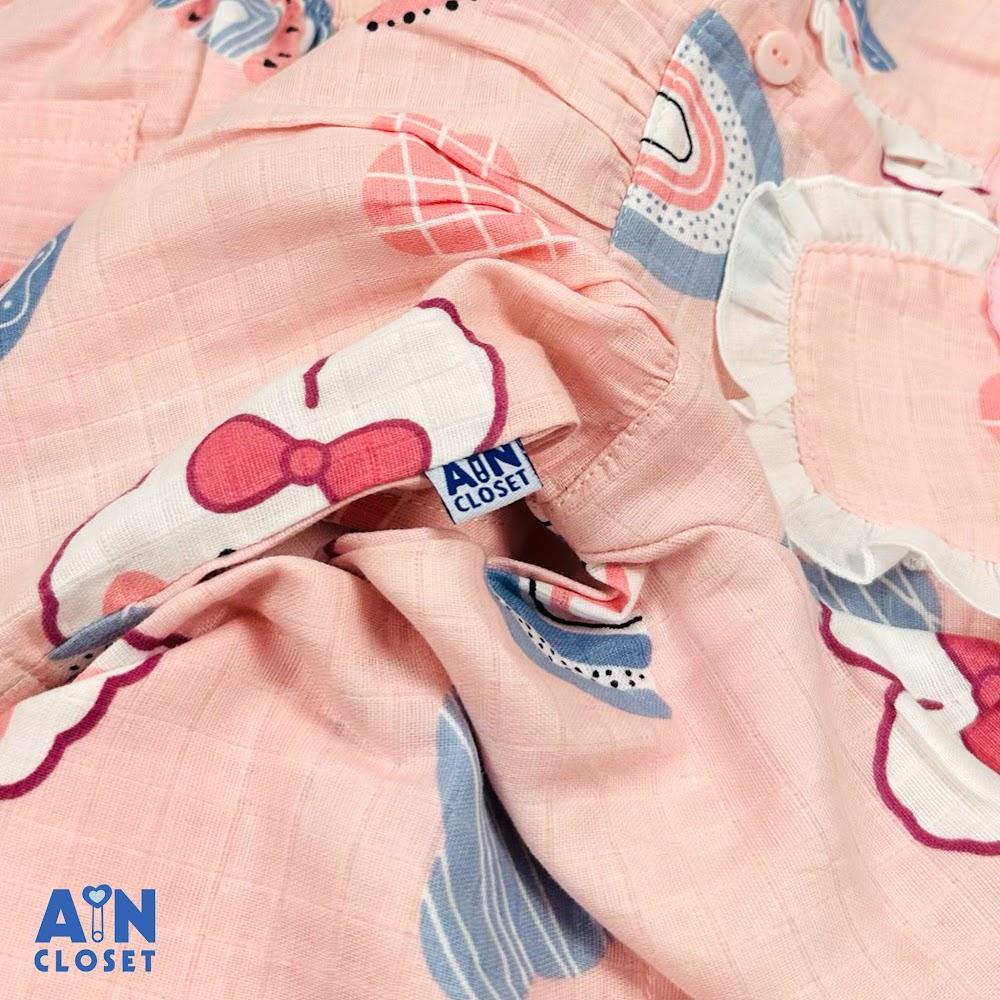 Bộ quần áo Dài bé gái họa tiết Thỏ Cầu Vồng xô sợi tre - AICDBG0EFT1L - AIN Closet