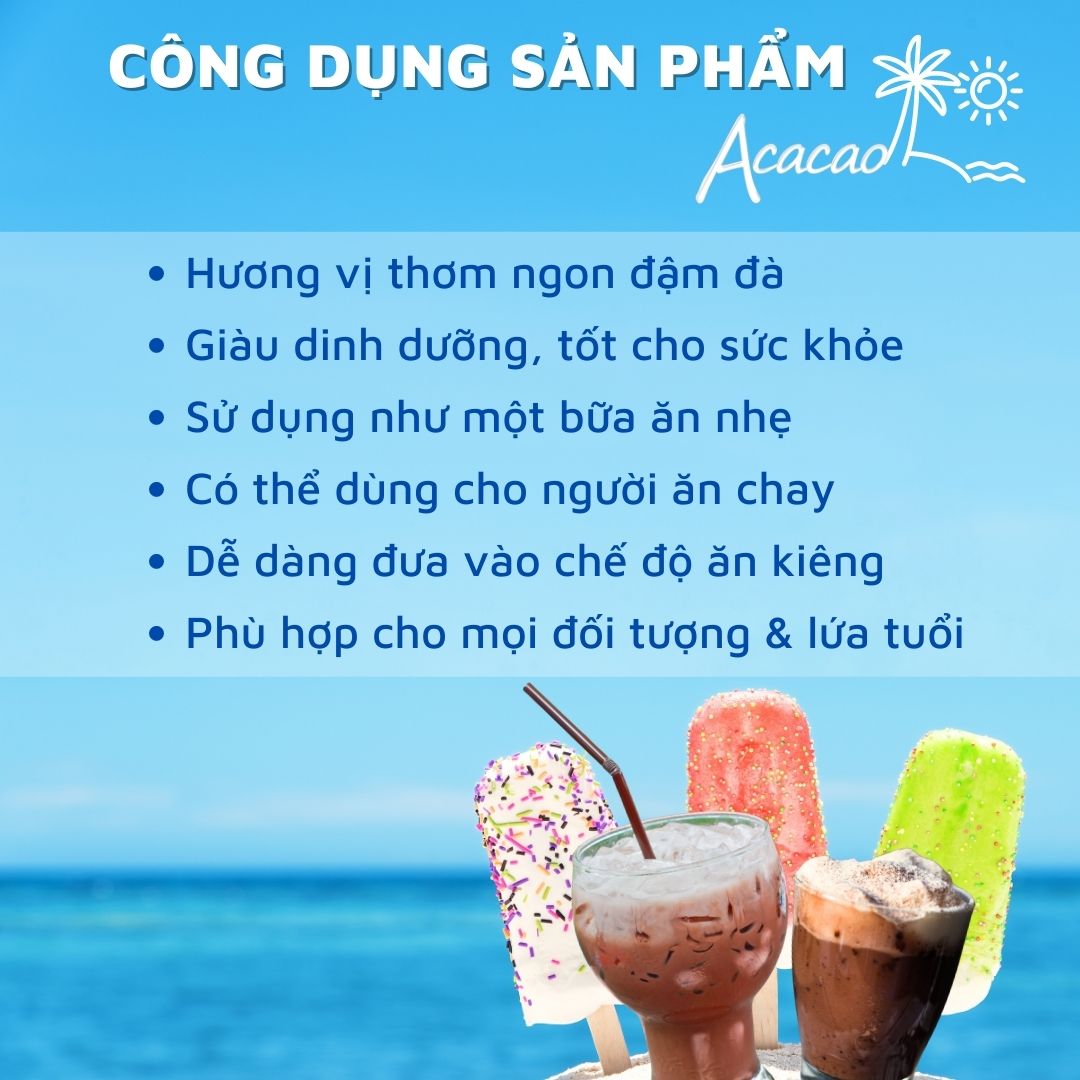 MUA 1 TĂNG 1 Bột cacao hòa tan CÓ ĐƯỜNG Acacao ca cao uống liền dạng gói TIỆN LỢI DINH DUONG