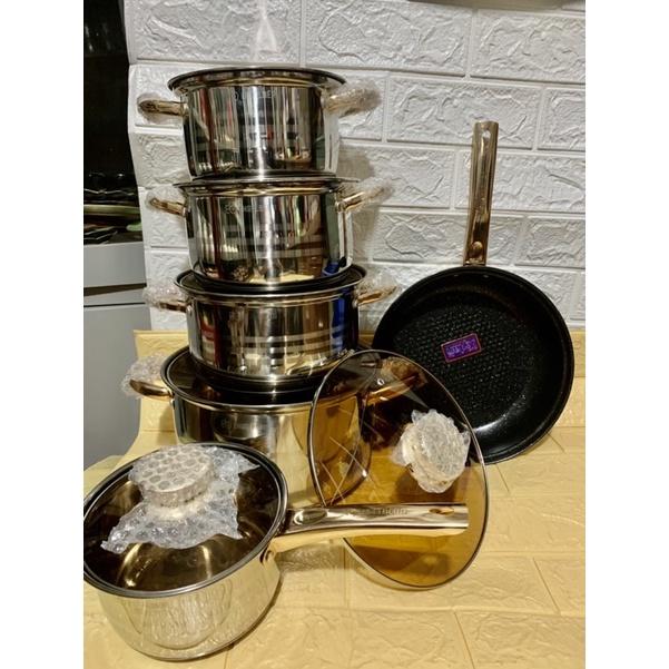 Bộ nồi bằng inox hàng 5 đáy đun được mọi loại bếp