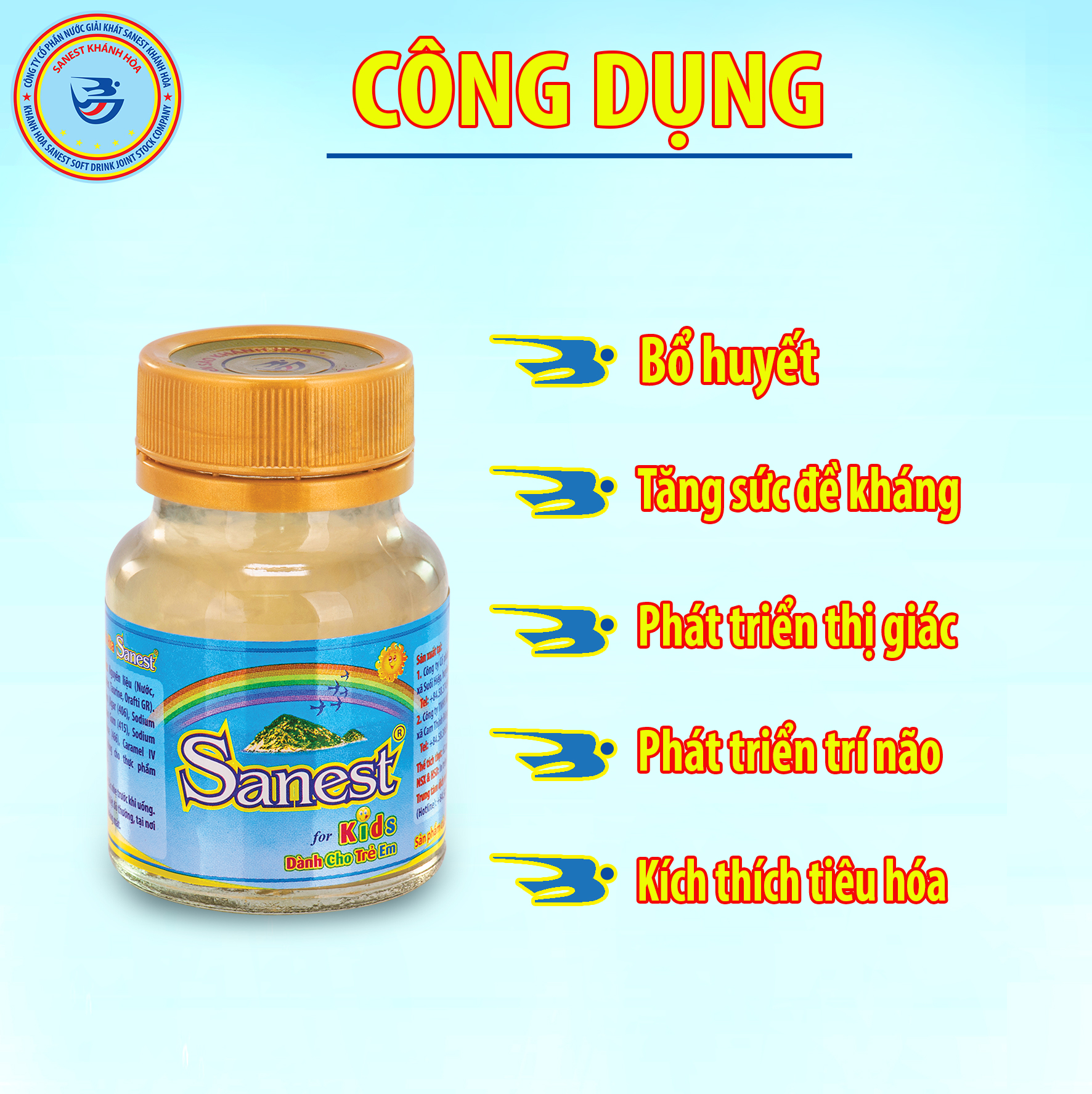 Nước Yến sào Khánh Hòa Sanest dành cho trẻ em - Đóng lọ 62ml