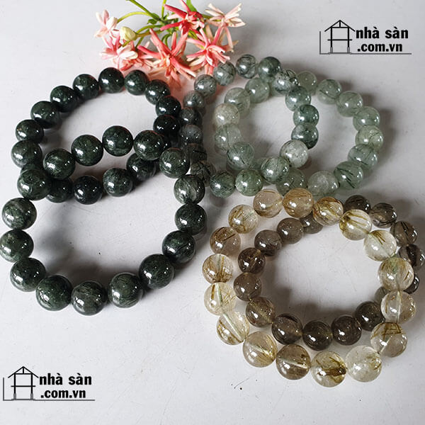 Vòng tay phong thủy đá thạch anh tóc xanh