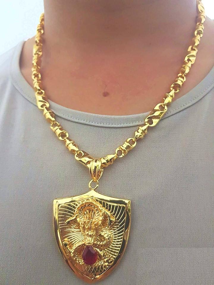 Dây Chuyền Mặt Rồng Vàng Ngọc Đỏ Mạ Vàng 24k MD82