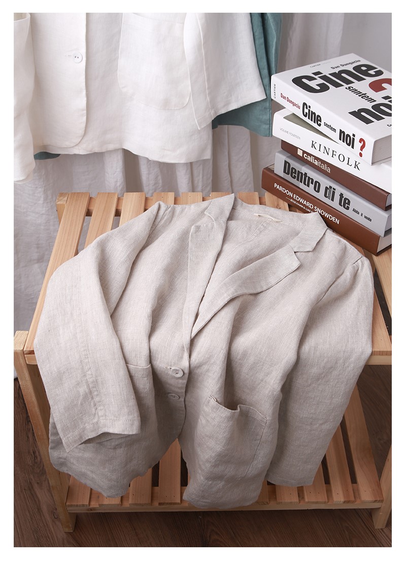 Áo blazer nữ Đũi Việt,Chất Linen Cao Cấp, Hàng 1 lớp, 2 Túi, 2 Cúc