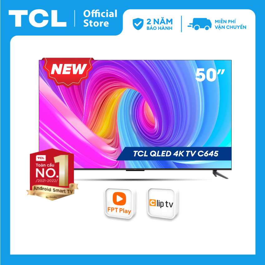 [SẢN PHẨM MỚI 2023- Hàng chính hãng] QLED TV 4K UHD - Tivi 50'' - TCL 50C645 - Tivi 50 inch - Tivi cao cấp