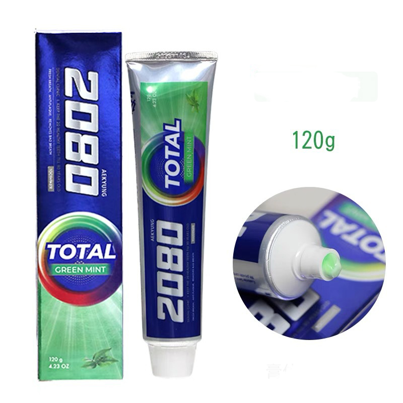 Kem đánh răng 2080 Total Green Mint Hàn Quốc bảo vệ răng nướu toàn diện, trắng răng, sạch mảng bám 120gr