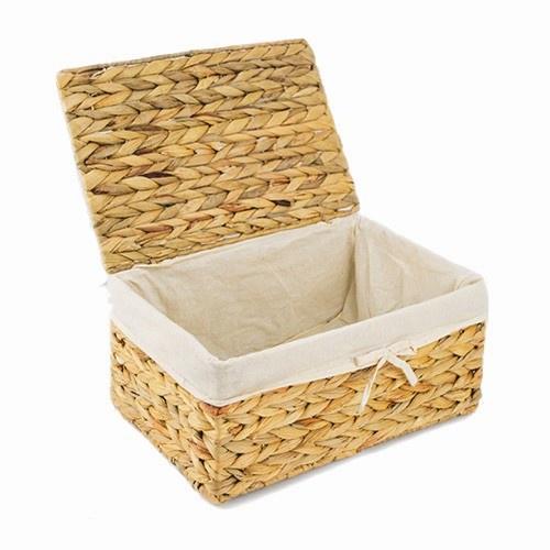 Giỏ lục bình chữ nhật đa năng có nắp và lót - Storage basket - có sẵn 3 size