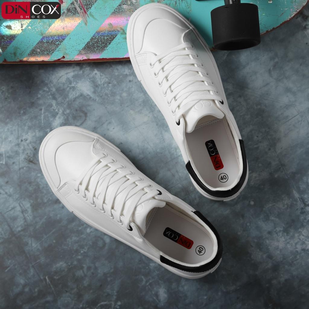 Giày Sneaker Da Nam DINCOX C13 Cách Điệu Sáng Tạo White/Black