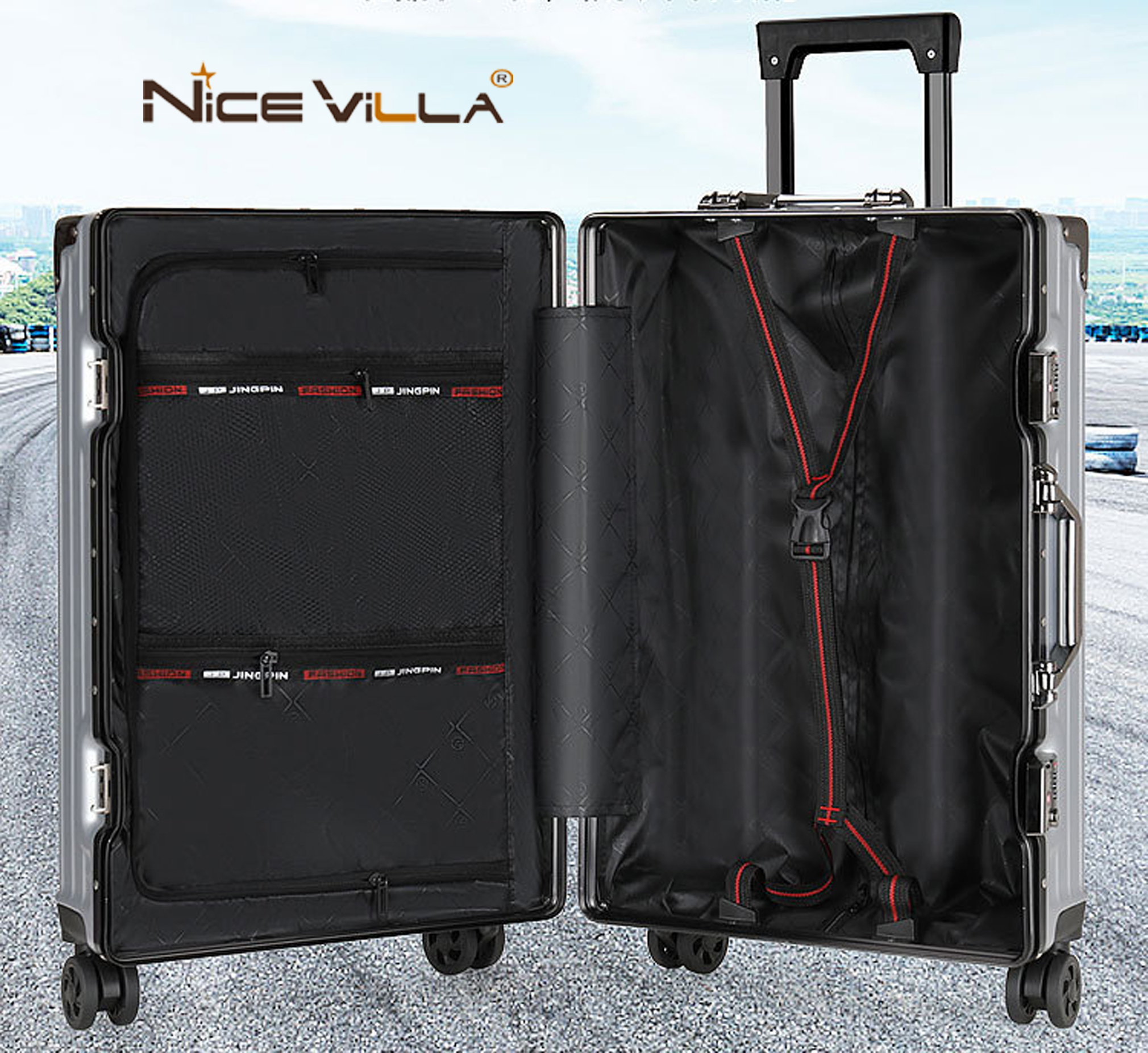 Vali Khung Nhôm Vân Nhám Chống Trầy Xước NiceVilla Size 20inch-24inch-29inch