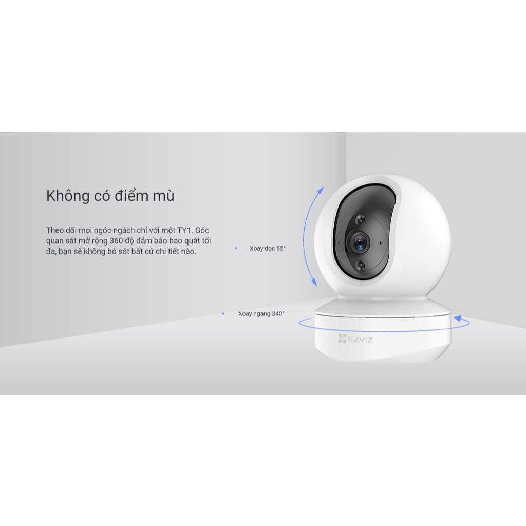 CAMERA IP WIFI TRONG NHÀ EZVIZ TY1 2MP FULL HD - Xoay 360 Độ, Đàm Thoại 2 Chiều, Phát hiện chuyển động