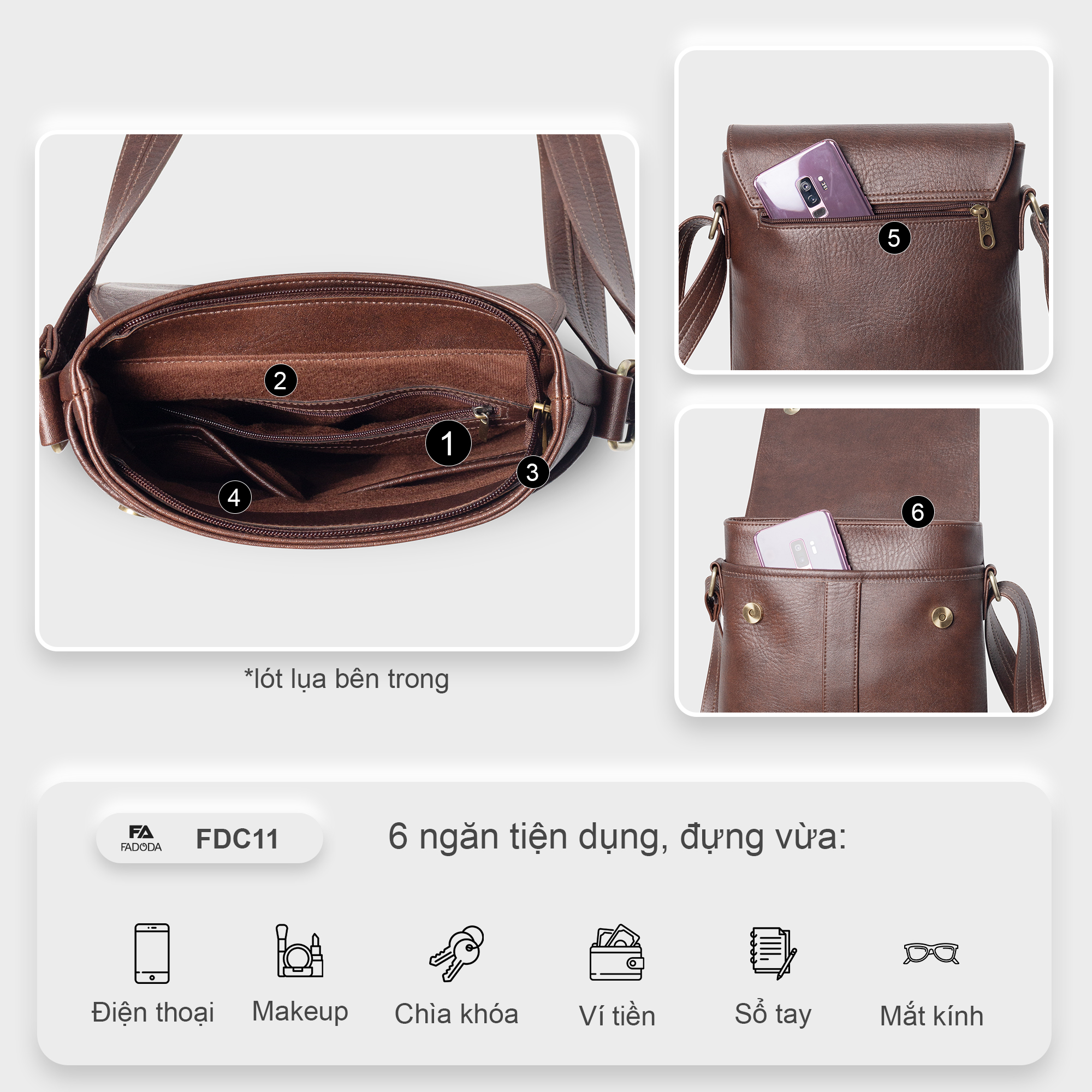 Túi đeo chéo nam đựng ipad FADODA FDC11