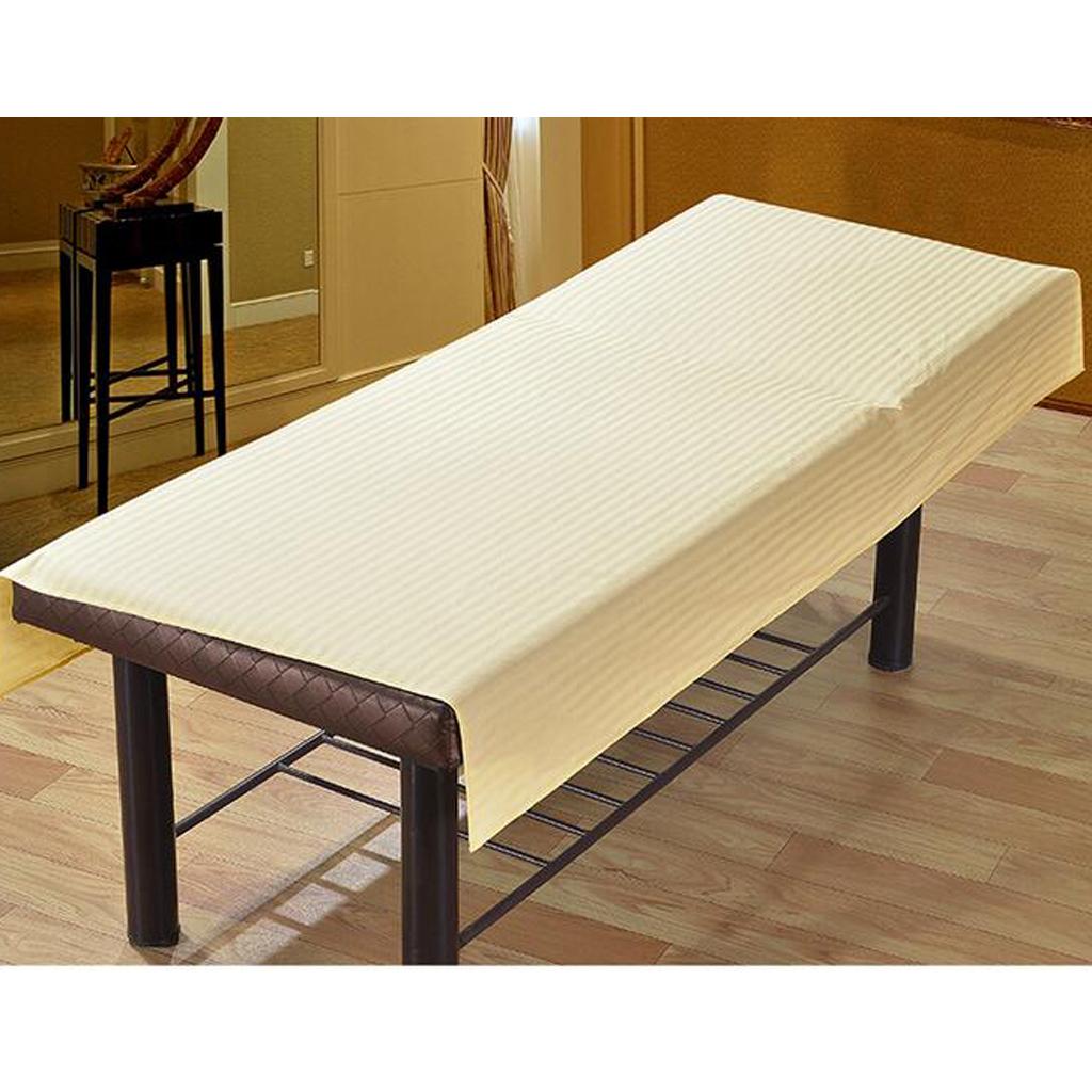 Beauty Massage SPA Treatment Cotton Beige Stripe Bed Table Cover Plain Flat Sheet Body care Non-slip