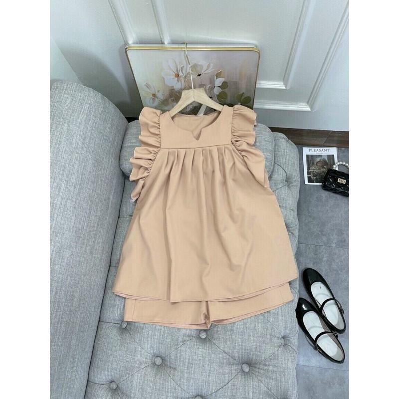 Sét bộ đùi áo tay bèo cổ chữ V xinh lung linh