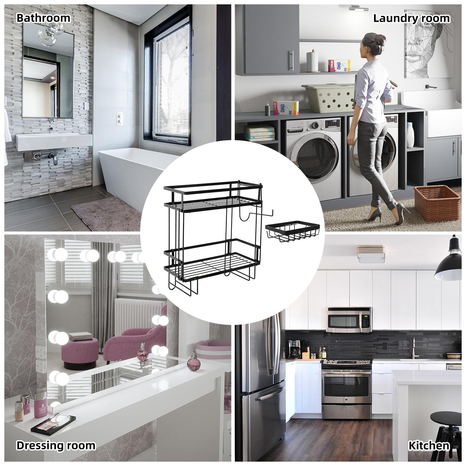 Over The Toilet 2-Tier Storage Shelf Wall Mounted Bathroom Storage Shelf Versatile Toilet Rack No Drilling Space Saving