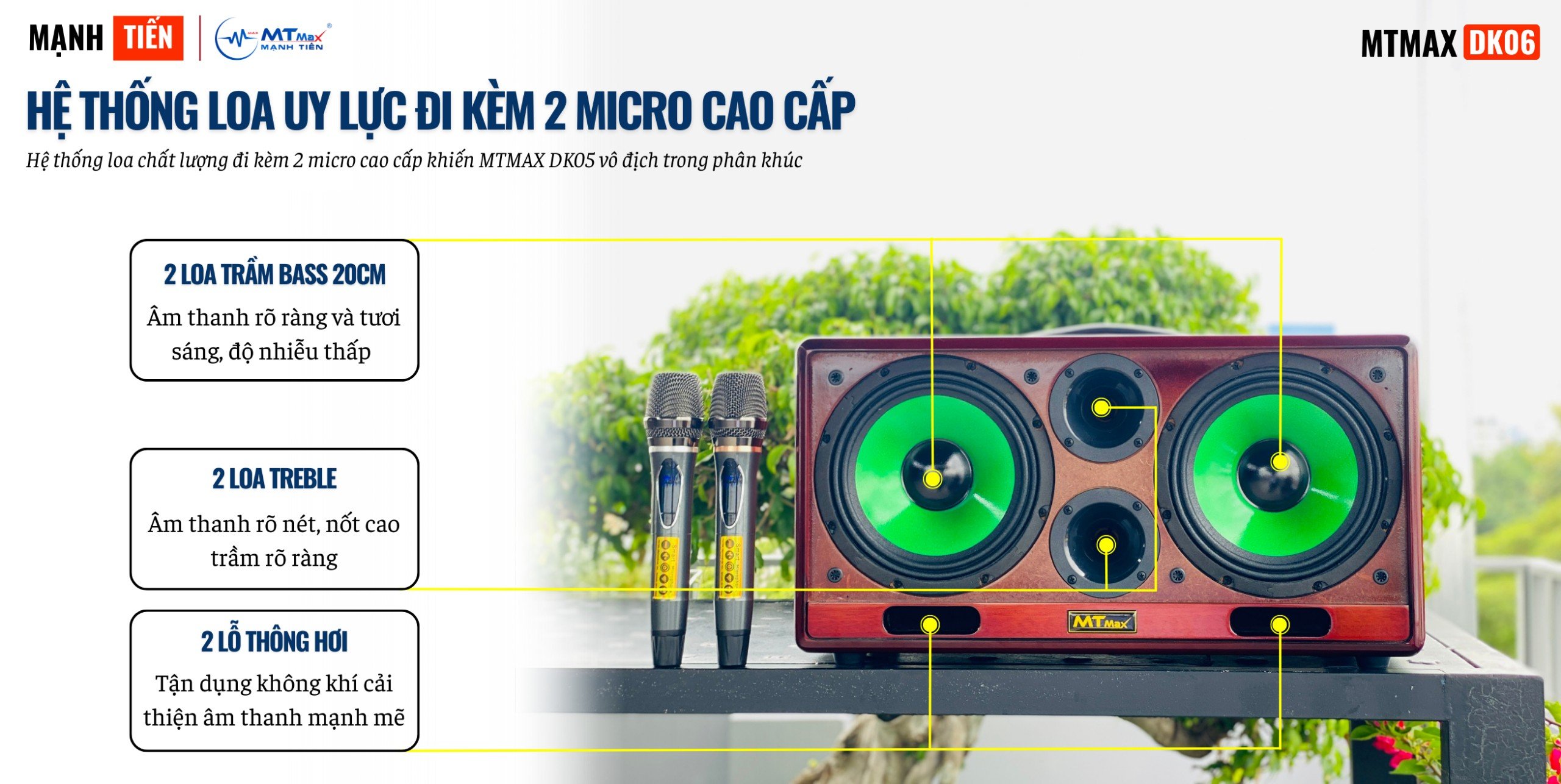 Loa Di Động Thùng Gỗ Sang Trọng Cao Cấp MTMAX DK06, Trang Bị 2 Bass 20 Và 2 Treble Cho Công Công Suất Mạnh Mẽ, Đầy Đủ Kết Nối Bluetooth, hàng chính hãng