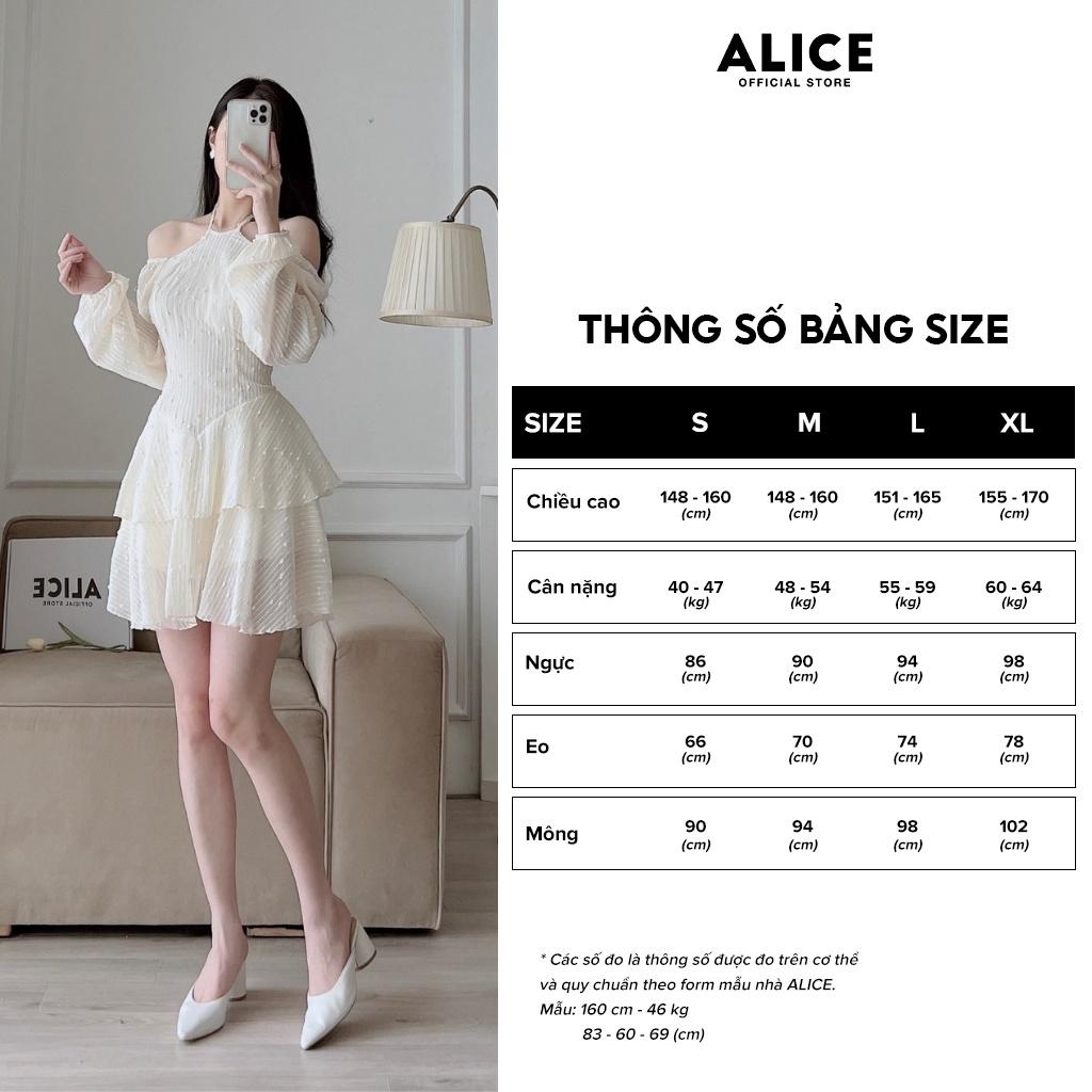 Váy Trắng Tiểu Thư Cổ Vuông ALICE Chất Vải Tafta Cao Cấp Phối Tơ Thiết Kế Tay Cánh Tiên Phối Dập Ly V790