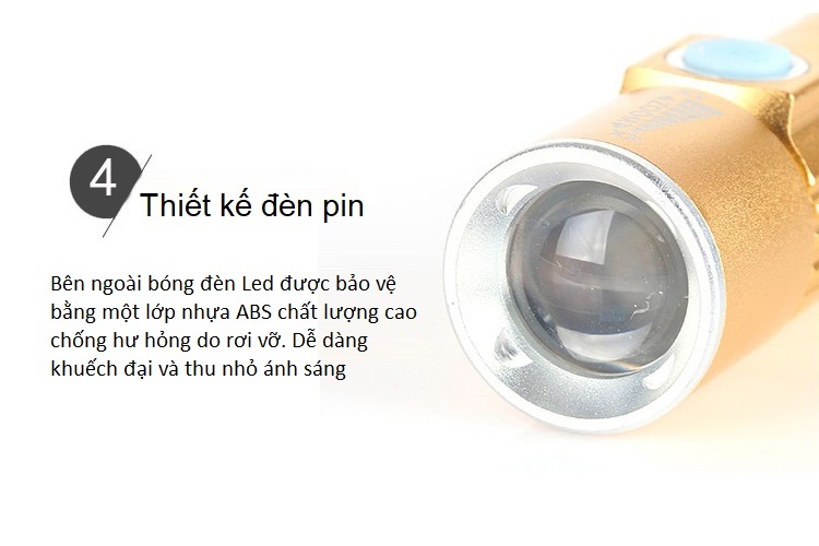 Đèn pin mini cầm tay siêu sáng, cổng sạc USB tiện dụng M5