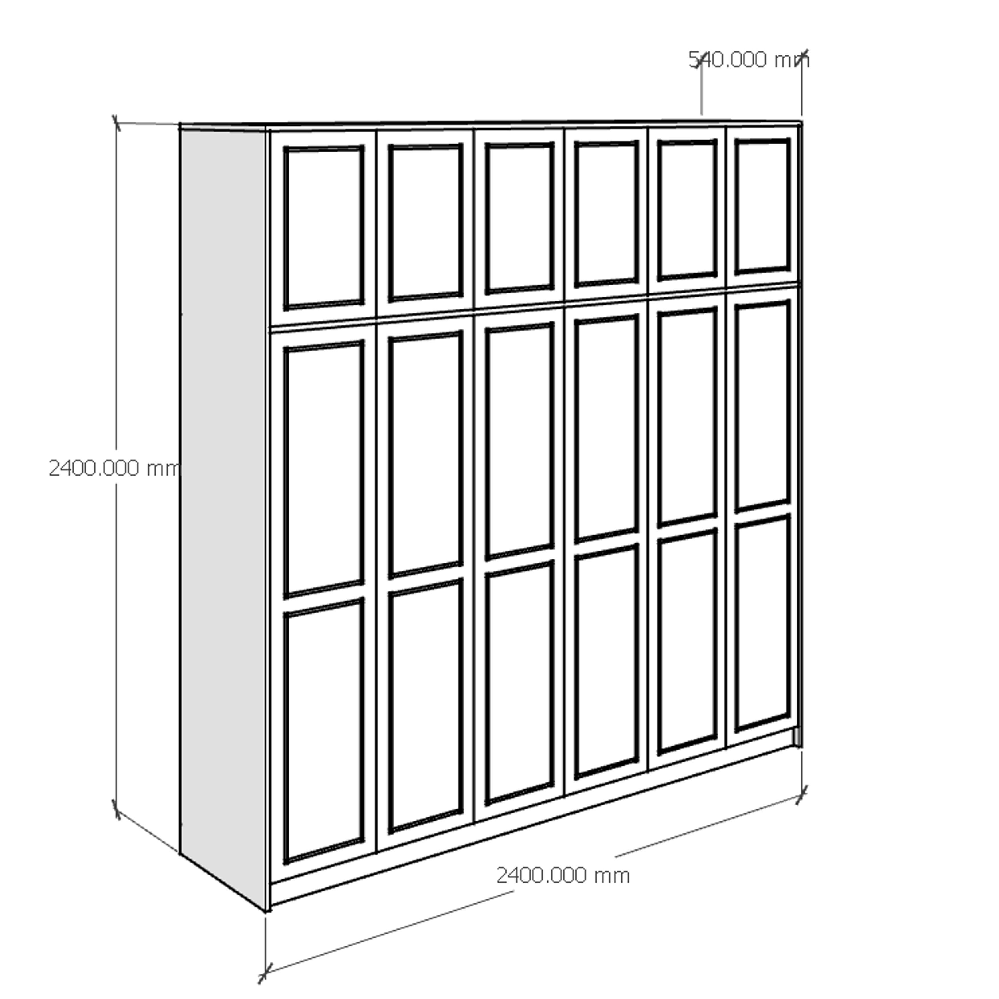ELEGANT, Tủ quần áo cửa mở 2m4x2m4, 240cm x 54cm x 240cm , TCM_085